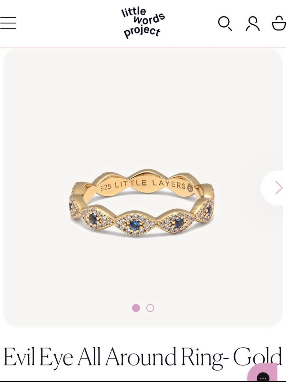 Gold Evil Eye Ring with Blue Stones - Little Words Project